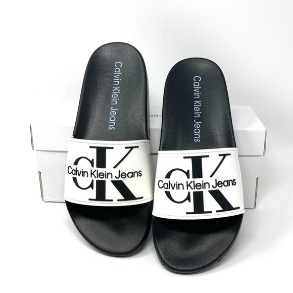 💖MEGA SALE💖Calvin Klein Mavett Monogram Slide Sandal White W - Picture 5 of 13